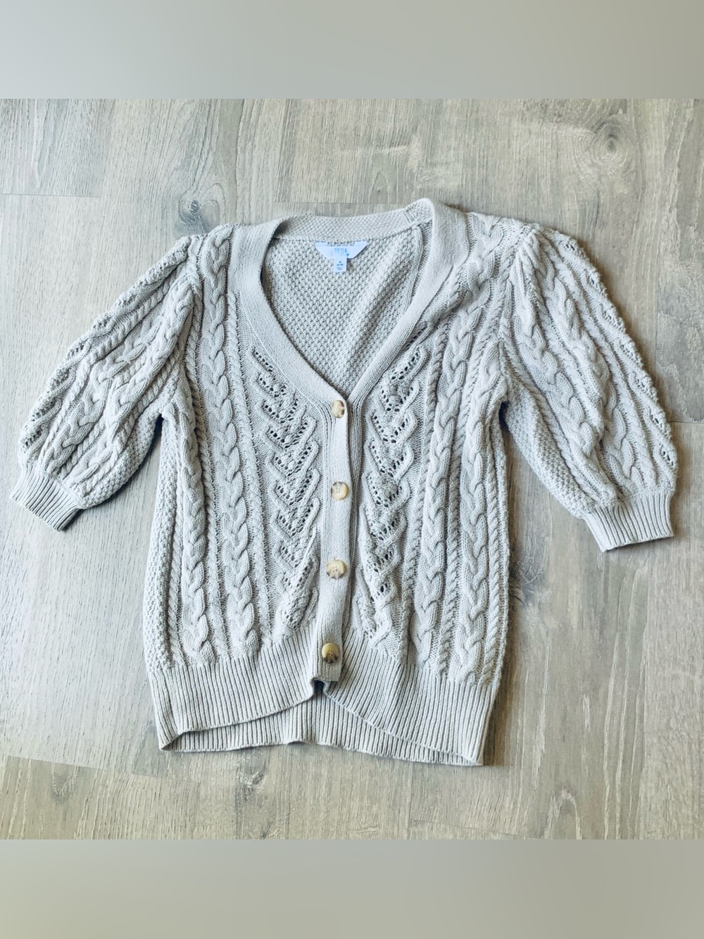 Time and Tru Cable-Knit V-Neck Button Cardigan Small 4-6